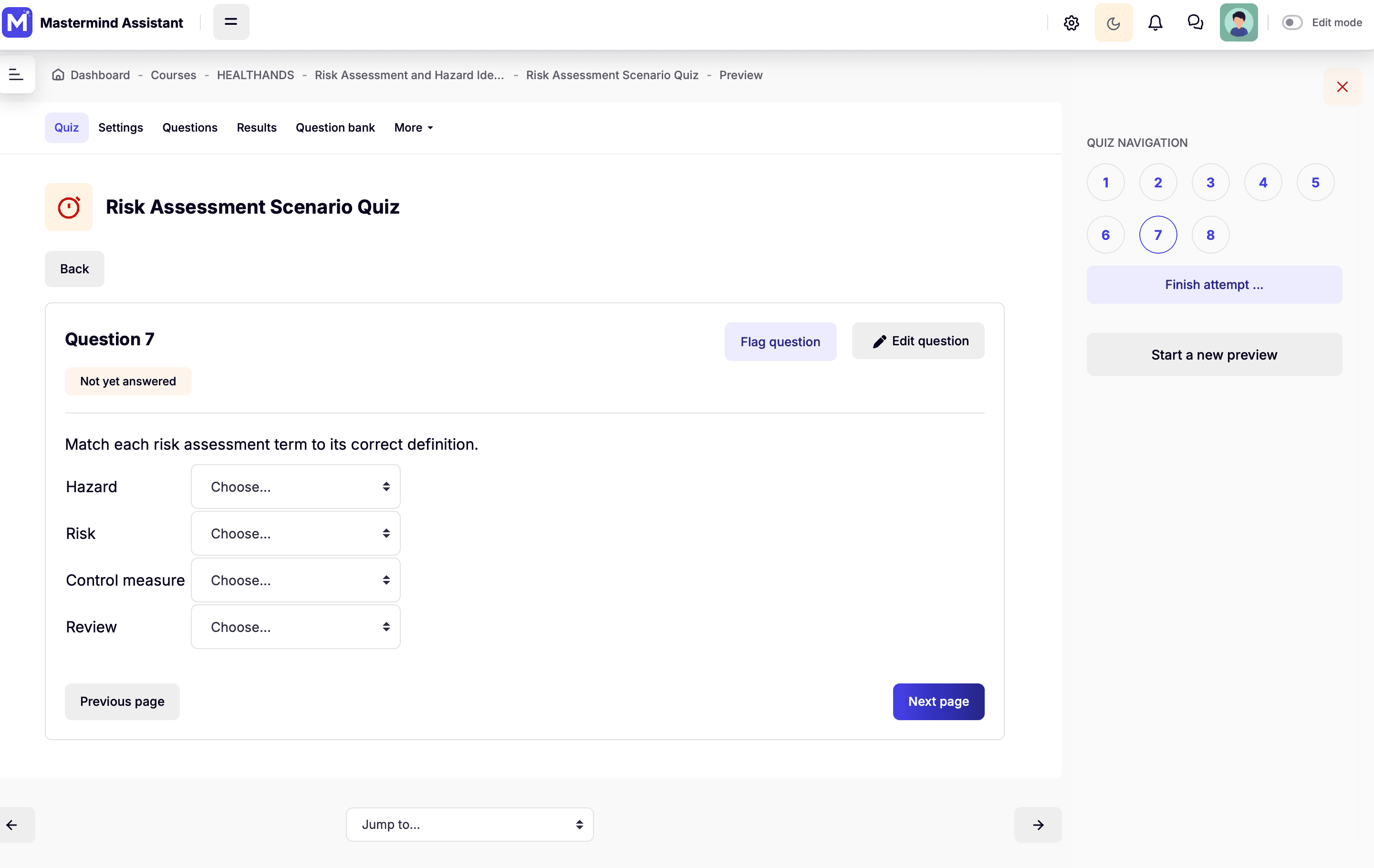 Subject-matter expert reviewing and editing the generated quiz before publishing